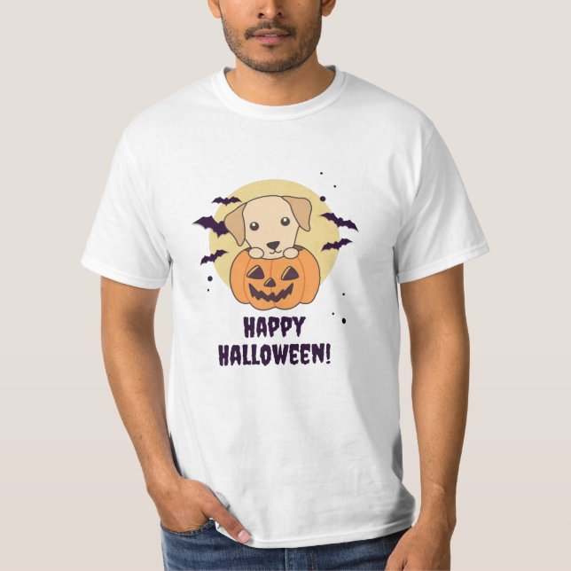 Camiseta Labrador Em Cachorros Bons Felizes Halloween (Frente)