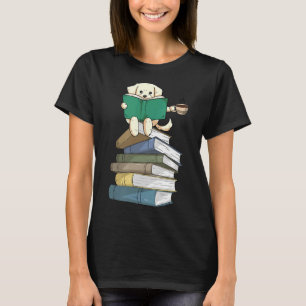 Camiseta Labrador Livros Café Leitura Amarelo De Cachorro