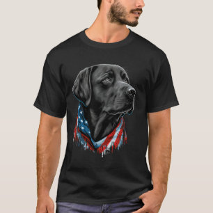 Camiseta Labrador Patriótico Preto Americano 4 De Julho EUA