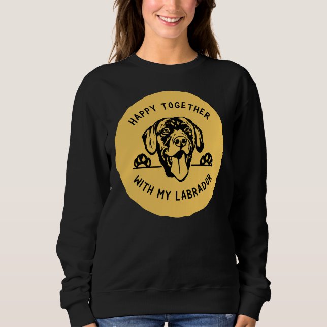 Camiseta Labrador Peeking Graphic com texto feliz (Frente)
