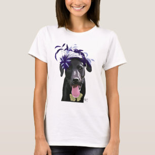 Camiseta Labrador Preto Com Fascinador Azul