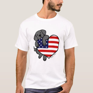 Camiseta Labrador preto & de bandeira dos E.U. desenhos
