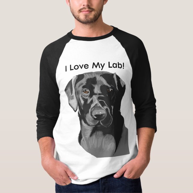 Camiseta Labrador preto" eu amo meu laboratório " (Frente)