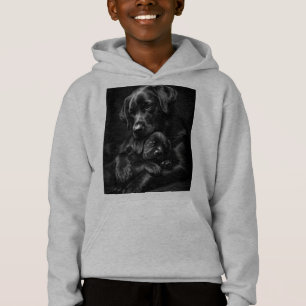 Camiseta Labrador preto, pai e filho, Abraço de amor