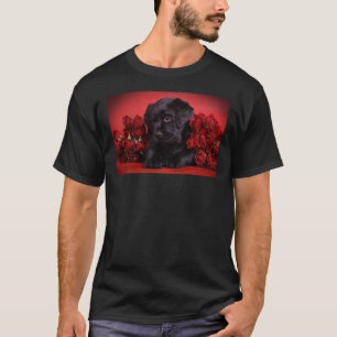 Camiseta Labrador Puppy Com Rosas vermelhas