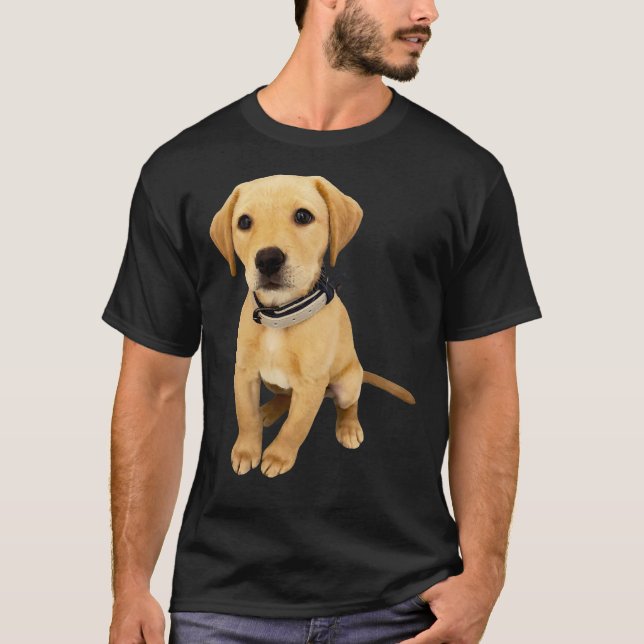 Camiseta Labrador Puppy Pet Dog Golden Retriever Sitting Wi (Frente)