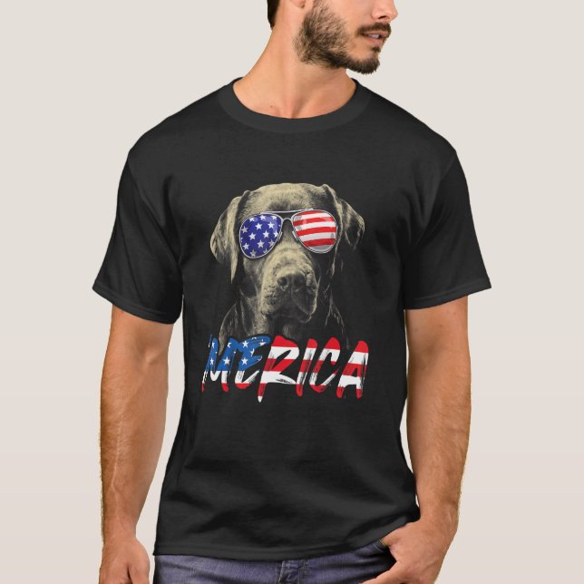 Camiseta Labrador Retriever American Flag Lab 4º Do (Frente)