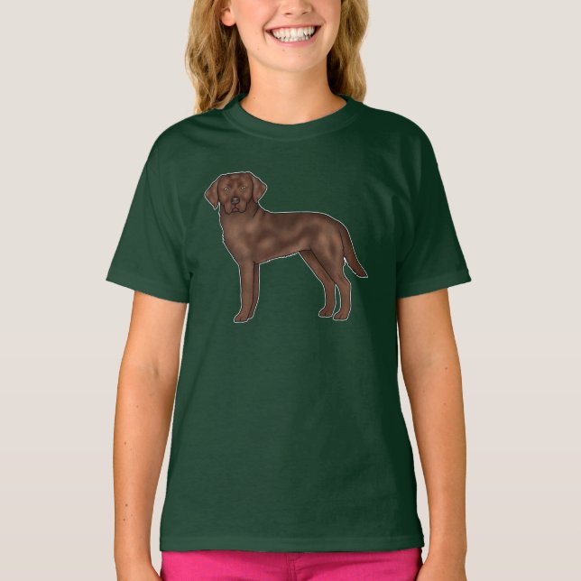 Camiseta Labrador Retriever Brown Adorável Cachorro Cartoon (Frente)