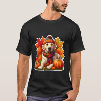 Camiseta Labrador Retriever Cachorro Abóbora Folhas Outono 