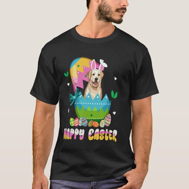 Camiseta Labrador Retriever Cão Dia de Páscoa Engraçado Ore (Frente)