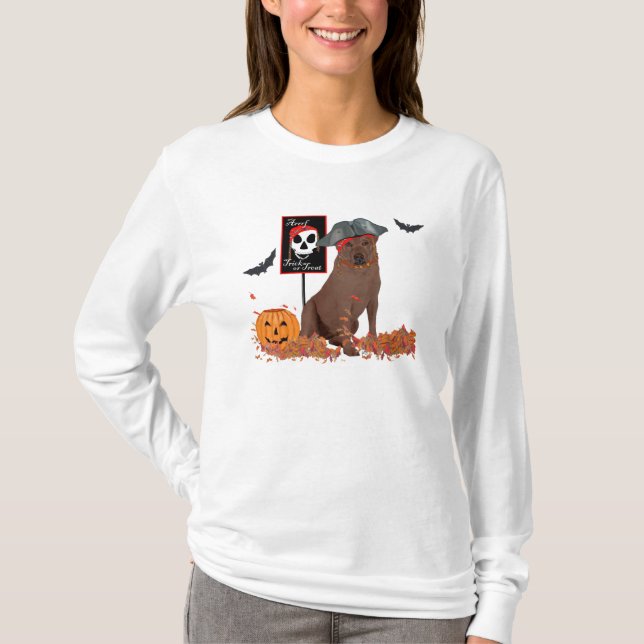 Camiseta Labrador Retriever Chocolate Halloween (Frente)