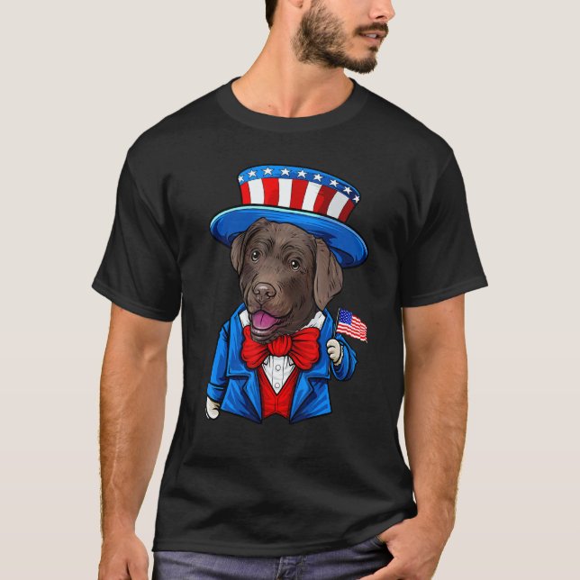Camiseta Labrador Retriever Chocolate Lab 4 de Julho (Frente)