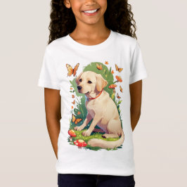 Camiseta Labrador Retriever com borboletas