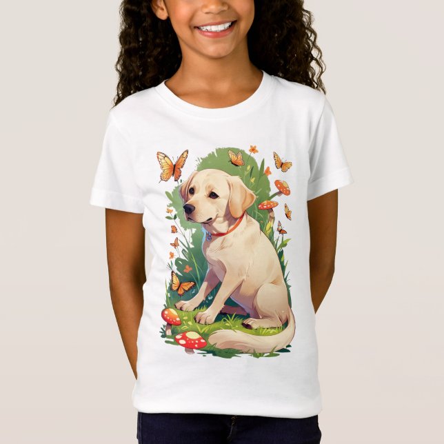 Camiseta Labrador Retriever com borboletas (Frente)