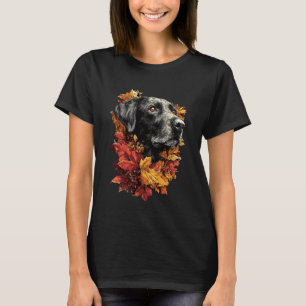 Camiseta Labrador Retriever com Folhas de Outono Flores Out