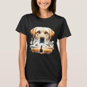 Camiseta Labrador Retriever Com Patos Mallard Caçando Pato