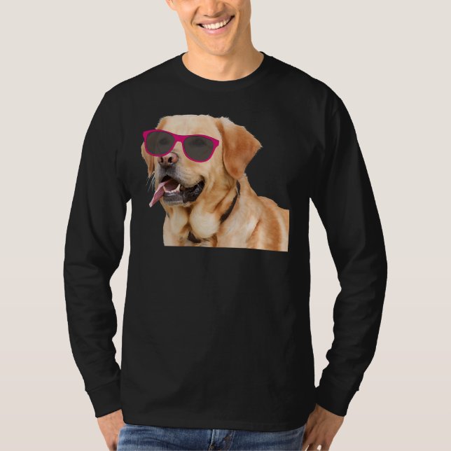 Camiseta Labrador Retriever Com Sunglass (Frente)