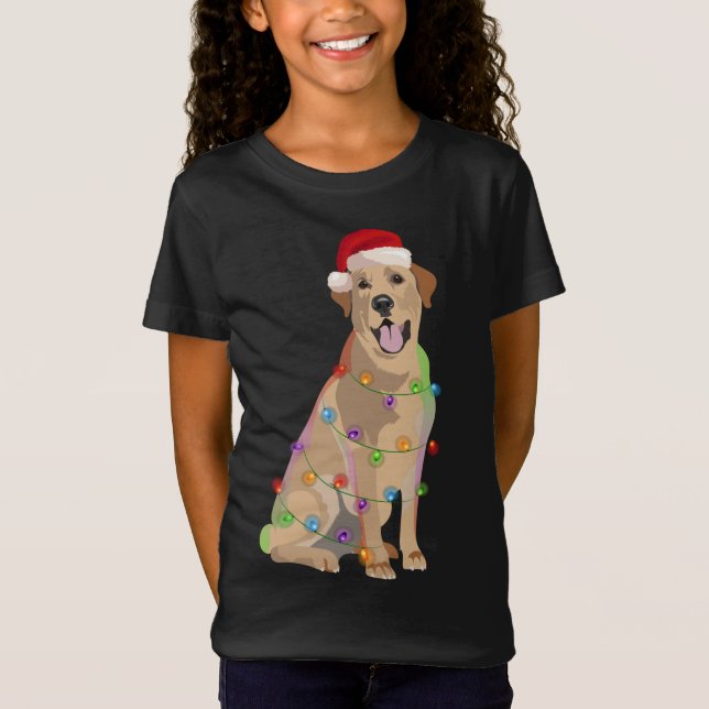 Camiseta Labrador Retriever De Natal Luz De Natal (Frente)