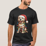 Camiseta Labrador Retriever Dog Christmas Lights Santa Hat<br><div class="desc">Labrador Retriever Cachorro De Natal Ilumina Santa Hama Neve</div>