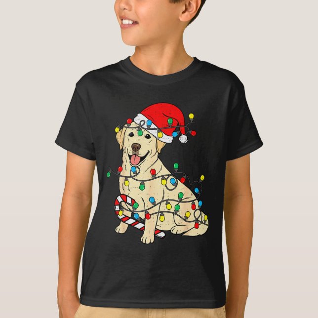 Camiseta Labrador Retriever Dog Christmas Lights Xmas Pet D (Frente)