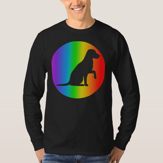 Camiseta Labrador Retriever Dog Rainbow Silhouette (Frente)