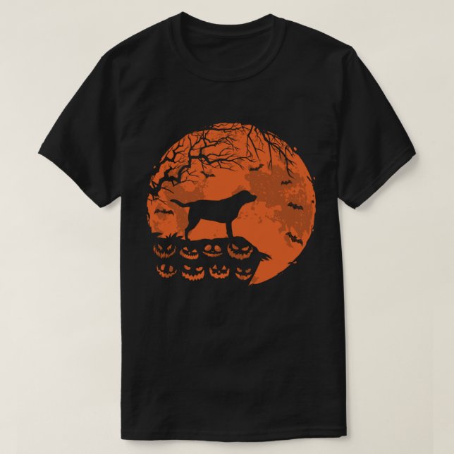 Camiseta Labrador Retriever e Lua Roupa de Halloween para A (Frente do Design)