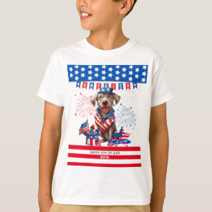 Camiseta Labrador Retriever Feliz 4 De Julho De Independênc