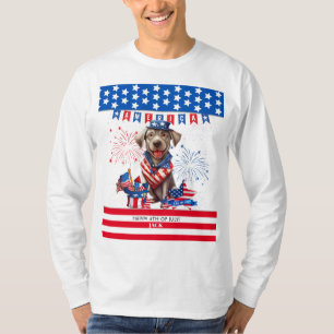 Camiseta Labrador Retriever Feliz 4 De Julho De Independênc