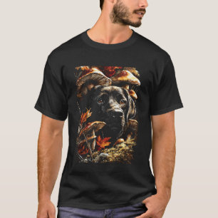 Camiseta Labrador Retriever Folhas de Outono Cogumelos Esté