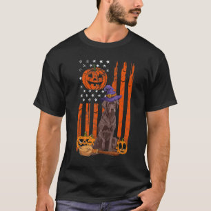 Camiseta Labrador Retriever Halloween EUA Bandeira Chapéu d