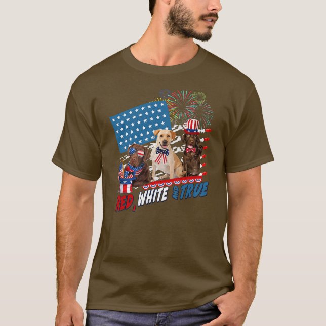 Camiseta Labrador Retriever Kawaii Red White e True 4º (Frente)