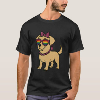 Camiseta Labrador Retriever Orgulho LGBTQ Arco-íris Glam Di