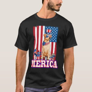 Camiseta Labrador Retriever Pai Mãe 4 De Julho Americano Fl