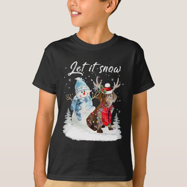 Camiseta Labrador Retriever Papais noeis Cachorro Natal Sno (Frente)