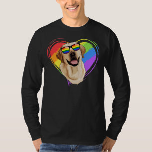 Camiseta Labrador Retriever Rainbow Heart Orgulho gay Lgbt