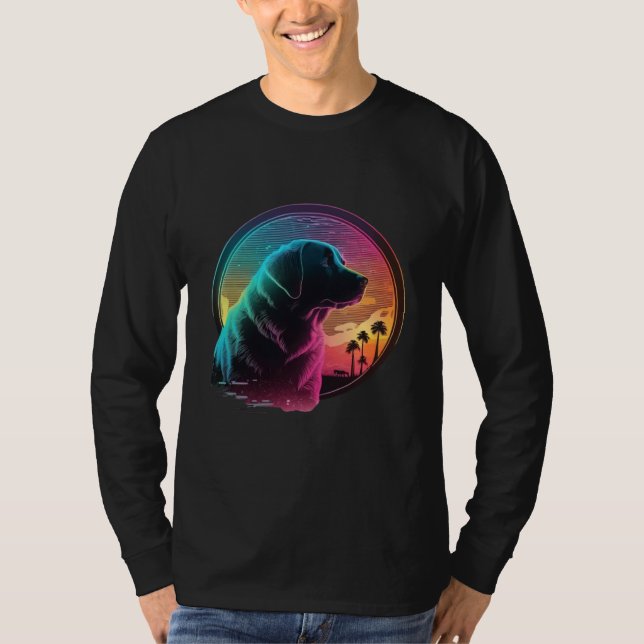 Camiseta Labrador Retriever Synthwave 80s Retrowave Aesthet (Frente)