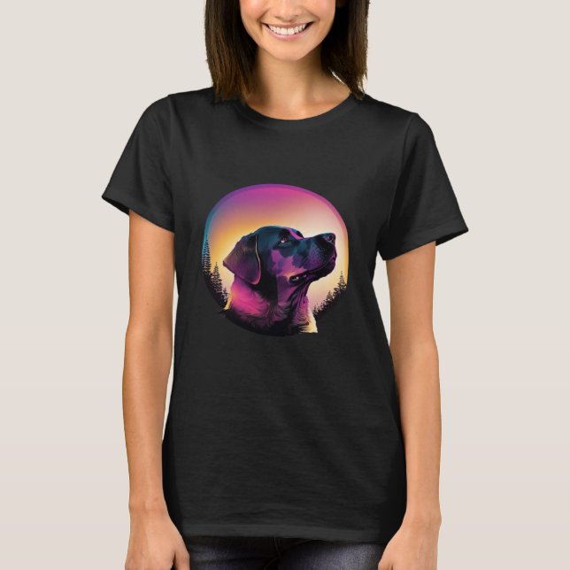 Camiseta Labrador Retriever Synthwave 80s Retrowave Aesthet (Frente)