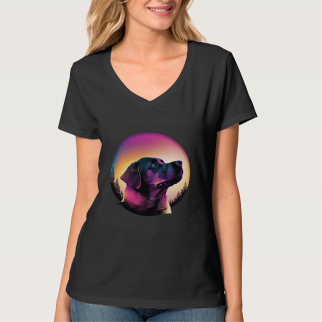 Camiseta Labrador Retriever Synthwave 80s Retrowave Aesthet (Frente)