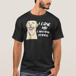Camiseta Labrador Retriever Vestindo Uma Medalha Ouro Eu Am