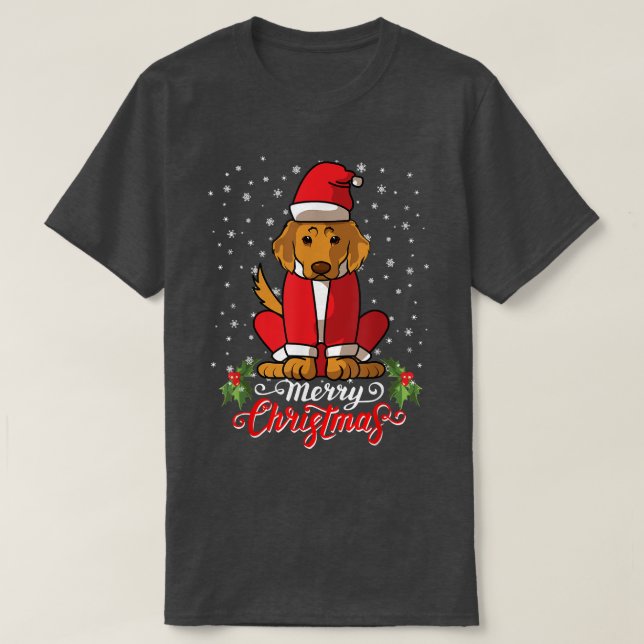 Camiseta Labrador Retriver Dog saúda Papais noeis de Natal  (Frente do Design)