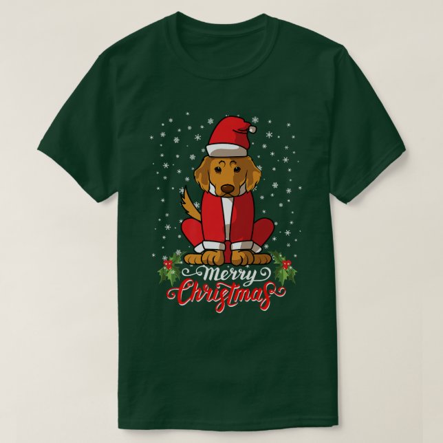 Camiseta Labrador Retriver Dog saúda Papais noeis de Natal  (Frente do Design)