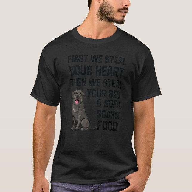 Camiseta Labrador Rouba Seu Coração Rouba Sua Cama e Sofá  (Frente)