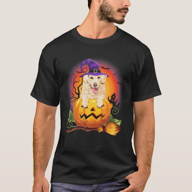 Camiseta Labrador Witch Pumpkin Halloween Dog Figurume (Frente)