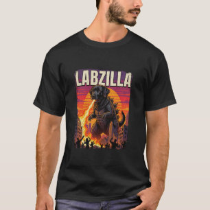 Camiseta Labzilla Labrador Retriever Preto Gigante Monstro