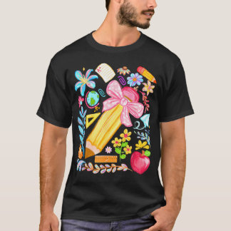 Camiseta Lacaneta de Professora com Laço Feliz Primeiro Dia