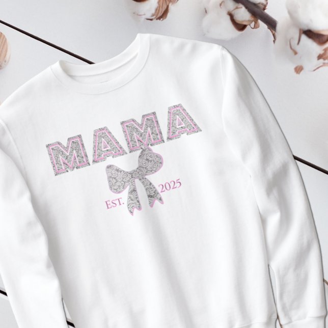 Camiseta Lace Elegante "MAMA" com MOM Arco (Criador carregado)