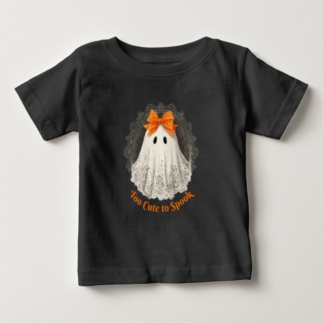 Camiseta Lace Ghost in Orange Bow Ornate Frame Design (Frente)
