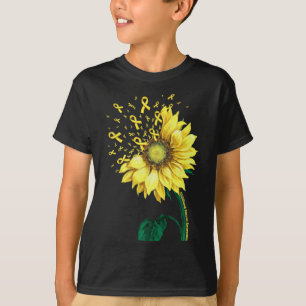 Camiseta Laço Amarelo de Girassol de Conscientização do Cân