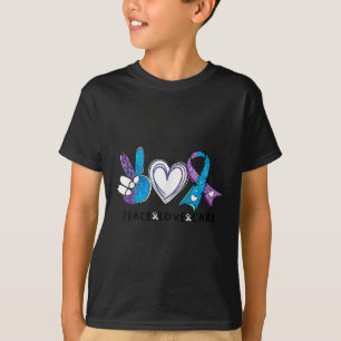 Camiseta Laço Azul e Roxo de Conscientização da Prevenção d