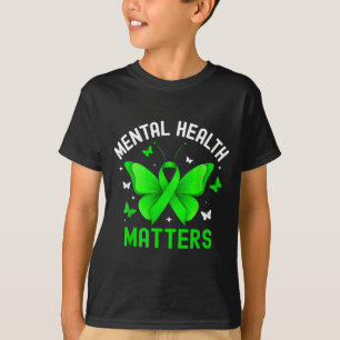 Camiseta Laço borboleta de conscientização sobre saúde ment
